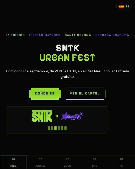 Web a medida para el festival SNTK Urban Fest de Santa Coloma de Gramenet